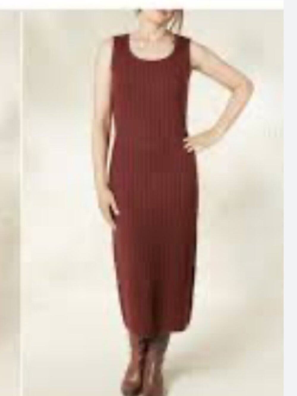 Coldwater Creek Ribbed Plum / Burgundy Midi Sweater Dress Size 2X